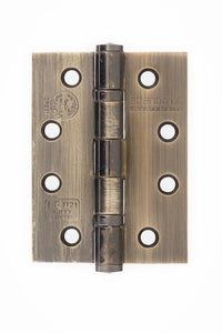 Atlantic Ball Bearing Hinges Grade 13 Fire Rated 4" x 3" x 3mm - Antique Brass