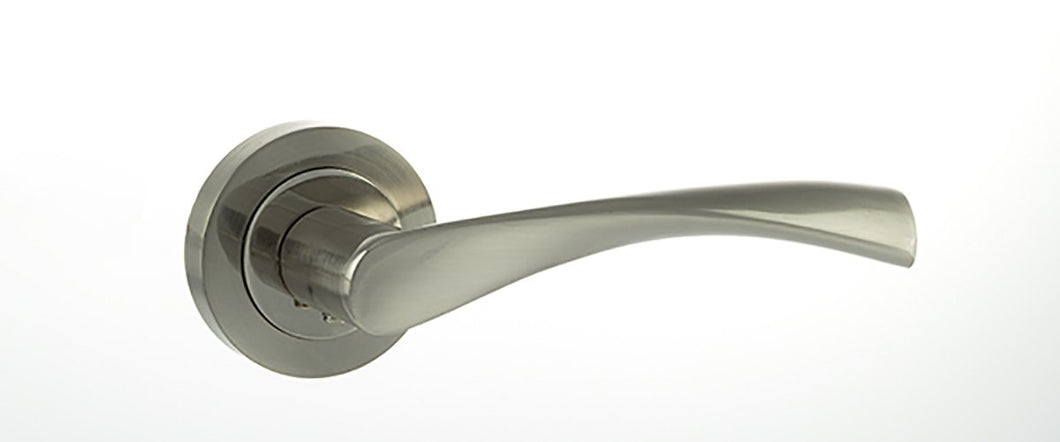 Eco Aqua Aluminium Lever on Round Rose - Satin Nickel/Polished Nickel