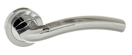 Eco Crest Aluminium Lever on Round Rose - Satin Chrome/Polished Chrome