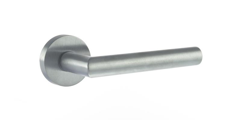 Forme Elle Designer Lever on Round Rose - Satin Nickel