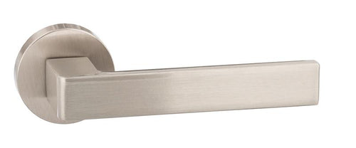 Forme Asti Designer Lever on Minimal Round Rose - Satin Nickel