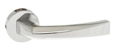 Forme Crystal Designer Lever on Minimal Round Rose - Polished Chrome