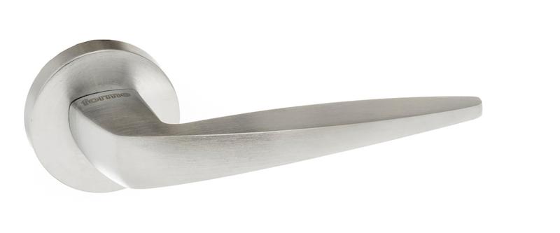 Forme Foglia Designer Lever on Minimal Round Rose - Satin Chrome