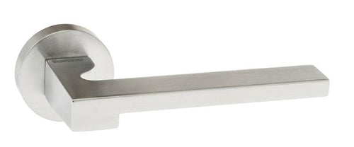 Forme Ginevra Designer Lever on Minimal Round Rose - Satin Chrome
