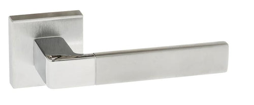 Forme Asti Designer Lever on Minimal Square Rose - Satin Chrome/Polished Chrome
