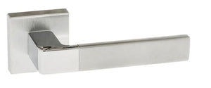 Forme Asti Designer Lever on Minimal Square Rose - Satin Chrome/Polished Chrome