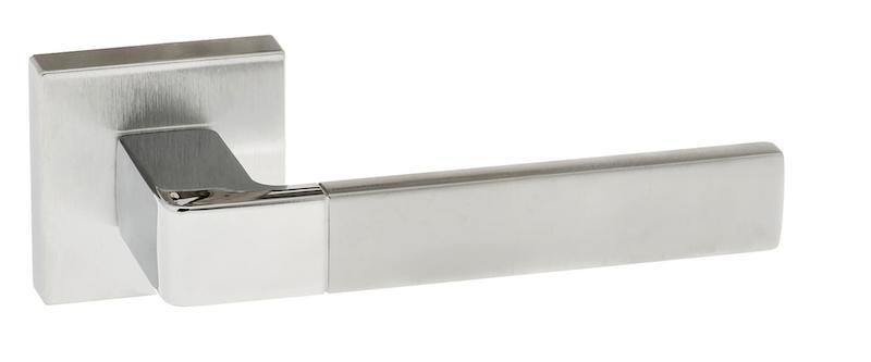 Forme Asti Designer Lever on Minimal Square Rose - Satin Chrome/Polished Chrome
