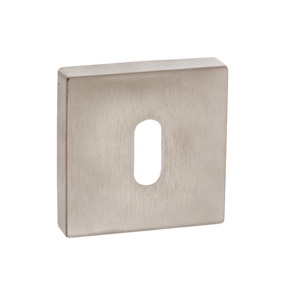 Forme Key Escutcheon on Minimal Square Rose - Satin Nickel