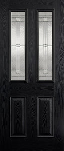 Malton 2L Glazed External Pre-Finished Black Front Face With White Inside Face and Edges Doors 813 x 2032