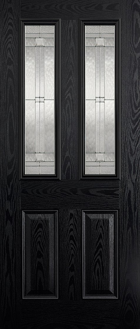 Malton 2L Glazed External Pre-Finished Black Front Face With White Inside Face and Edges Doors 813 x 2032