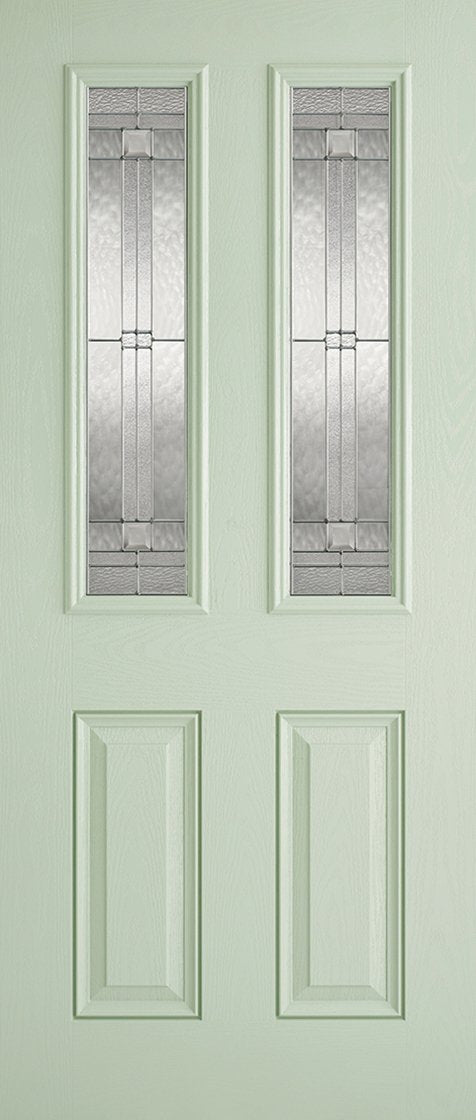 Malton 2L Glazed External Pre-Finished Light Green Front Face With White Inside Face and Edges Doors 813 x 2032