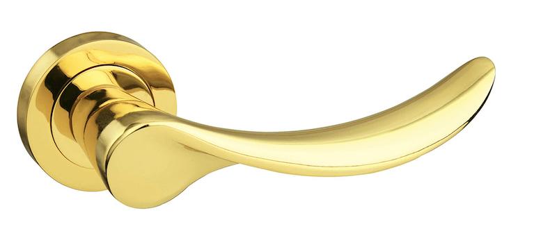 Mediterranean Malaga Lever on Round Rose - Polished Brass