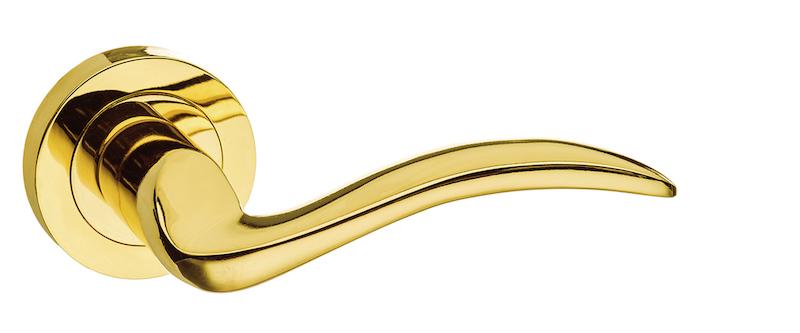 Mediterranean Valencia Lever on Round Rose - Polished Brass