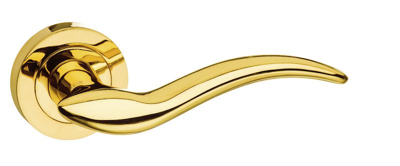 Mediterranean Barcelona Lever on Round Rose - Polished Brass