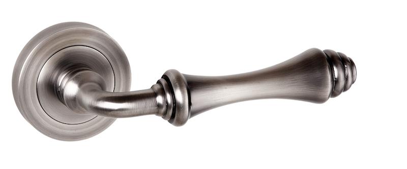 Old English Durham Lever on Round Rose - Matt Gun Metal