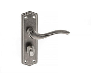 Old English Warwick WC Lever on Backplate **for use with sashlock only** - Distressed Silver