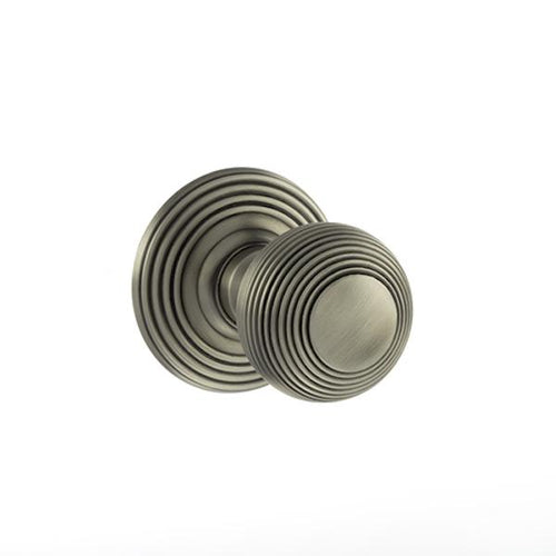 Old English Ripon Solid Brass Reeded Mortice Knob on Concealed Fix Rose - Matt Gun Metal