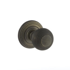 Old English Ripon Solid Brass Reeded Mortice Knob on Concealed Fix Rose - Urban Bronze