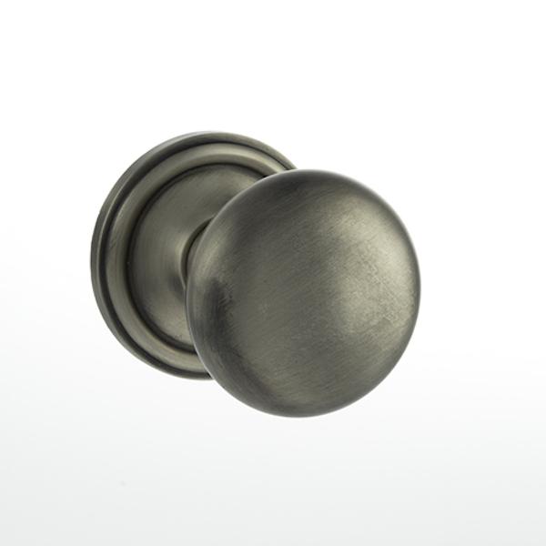 Old English Harrogate Solid Brass Mushroom Mortice Knob on Concealed Fix Rose - Matt Gun Metal
