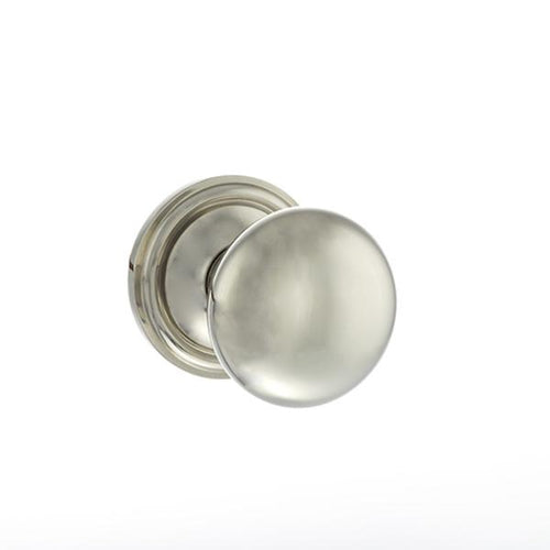 Old English Harrogate Solid Brass Mushroom Mortice Knob on Concealed Fix Rose - Polished Nickel