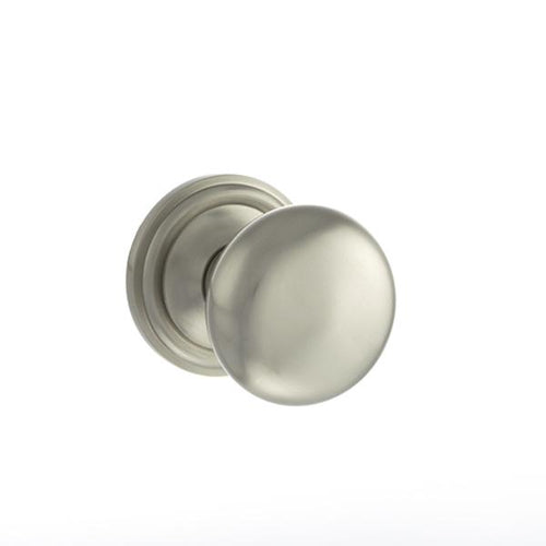 Old English Harrogate Solid Brass Mushroom Mortice Knob on Concealed Fix Rose - Satin Nickel