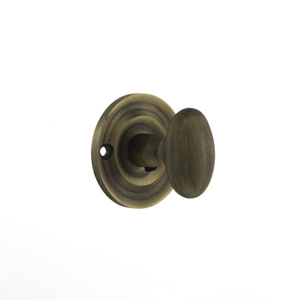 Old English Solid Brass Oval WC Turn and Release - Matt Antique Brass
