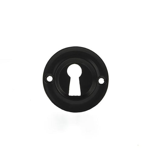 Old English Solid Brass Open Key Hole Escutcheon - Matt Black