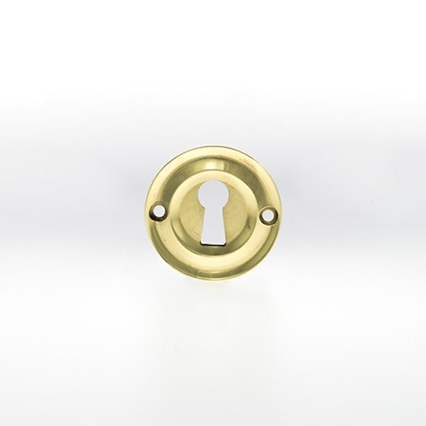 Old English Solid Brass Open Key Hole Escutcheon - Polished Brass
