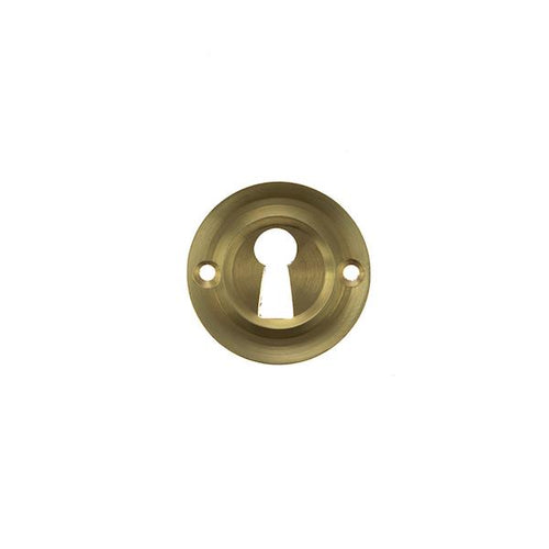 Old English Solid Brass Open Key Hole Escutcheon - Satin Brass