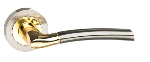 STATUS Indiana Lever on Round Rose - Satin Nickel/Polished Brass