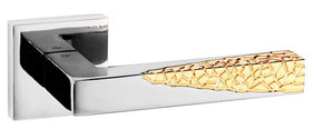 Senza Pari Novi Designer Lever on Square Rose - Polished Nickel/Gold Plate