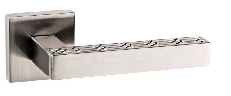 Senza Pari Pizzoni Designer Lever on Square Rose - Satin Nickel