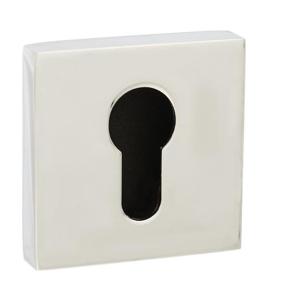 Senza Pari Euro Escutcheon on Flush Square Rose - Polished Chrome