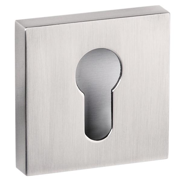 Senza Pari Euro Escutcheon on Flush Square Rose - Satin Nickel
